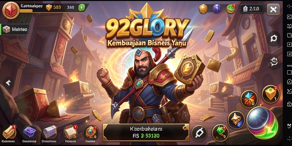 Tampilan gameplay 92GLORY yang menampilkan strategi bisnis yang menarik.