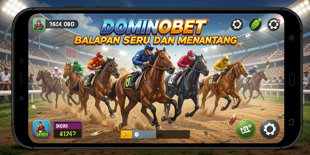 Screenshot utama DOMINOBET menampilkan aksi balapan yang mendebarkan.
