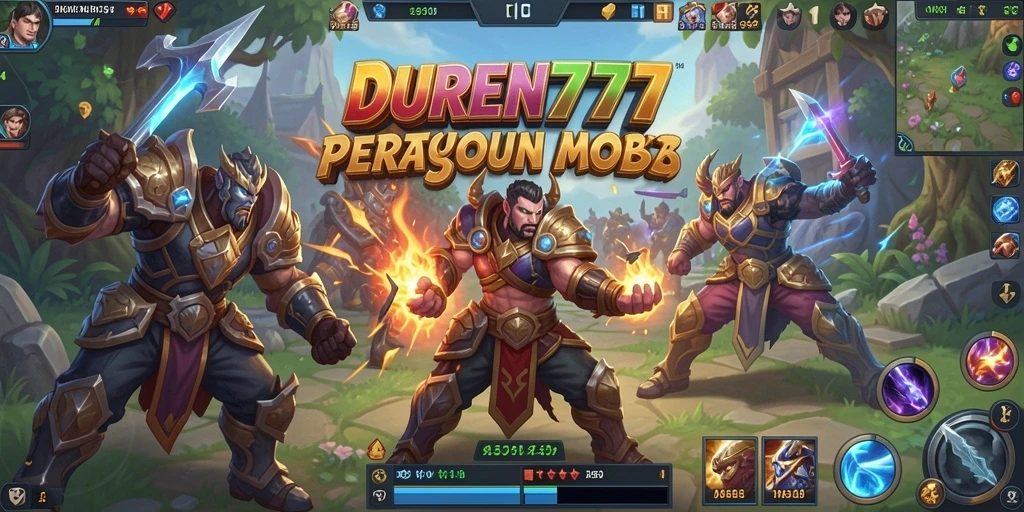Tangkapan layar dari gameplay intens DUREN777 di arena MOBA.