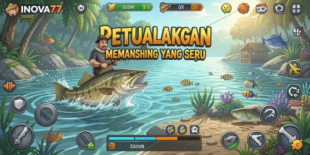 Tangkapan besar dalam gameplay memancing yang seru di INOVA77.