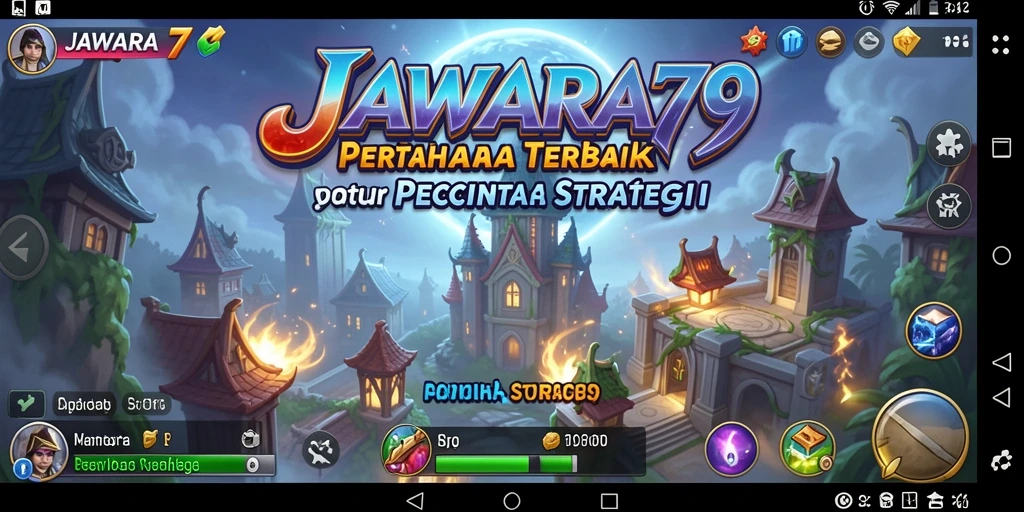 Screenshot JAWARA79 menampilkan serangan menara melawan gelombang musuh.