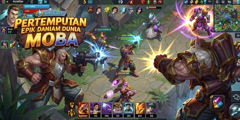 Gameplay seru dan taktis di JUDOL303 yang menampilkan pertempuran MOBA.