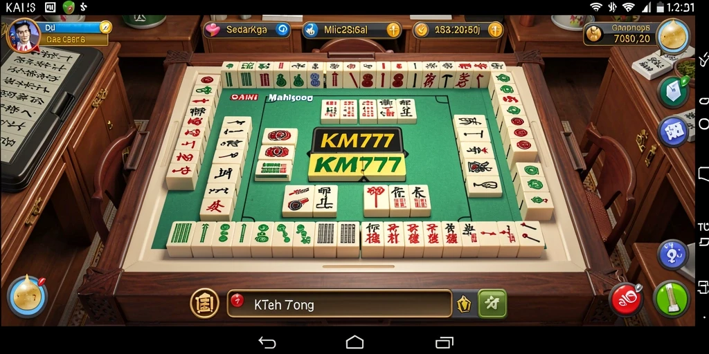 Screenshot KM777 menampilkan gameplay Mahjong yang seru dan menantang.