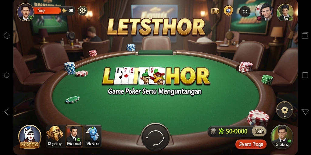 Tampilan gameplay Poker di LETSTHOR yang mendebarkan.