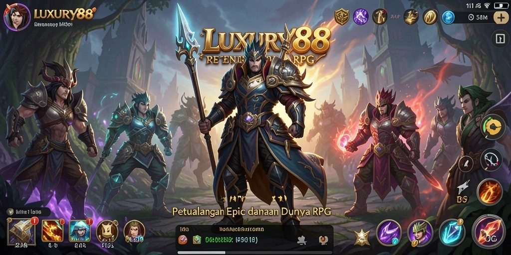 Tangkapan layar utama LUXURY88 menunjukkan petualangan seru dalam gameplay RPG.