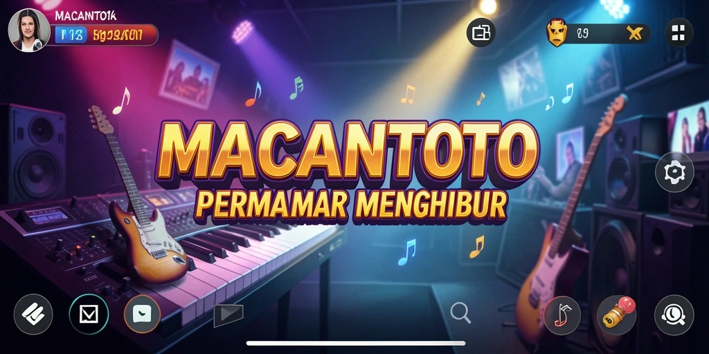 Screenshot utama MACANTOTO menampilkan gameplay seru dengan musik.