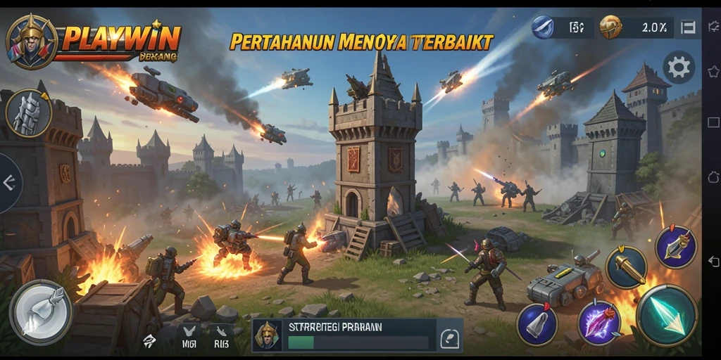 Gameplay menara pertahanan yang intens dan strategis di PLAYWIN.