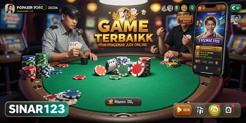 Tampilan utama gameplay SINAR123 dengan suasana poker yang menarik.