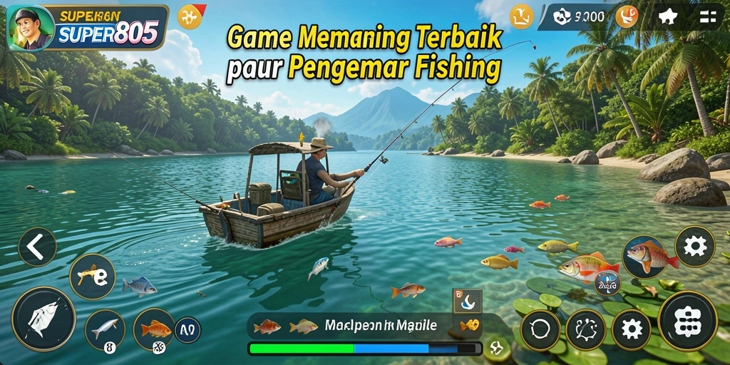 Tampilan menarik dari gameplay memancing di SUPER805.