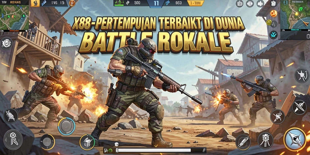 Gameplay intens X88 dalam pertempuran Battle Royale.