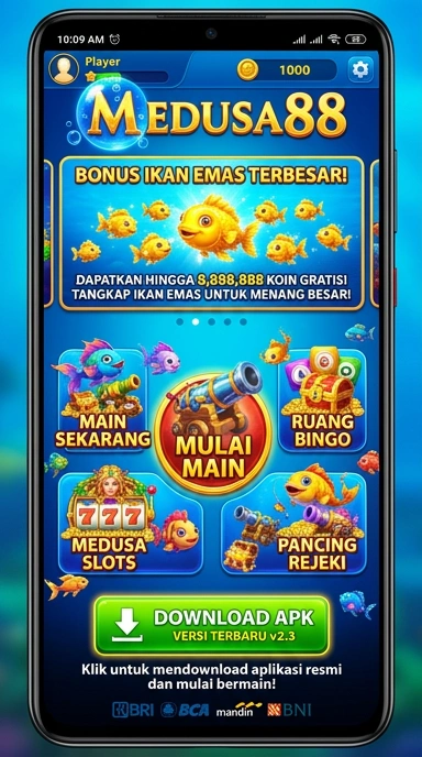 Gambar aplikasi Medusa88 yang menunjukkan proses unduh yang cepat dan efisien.